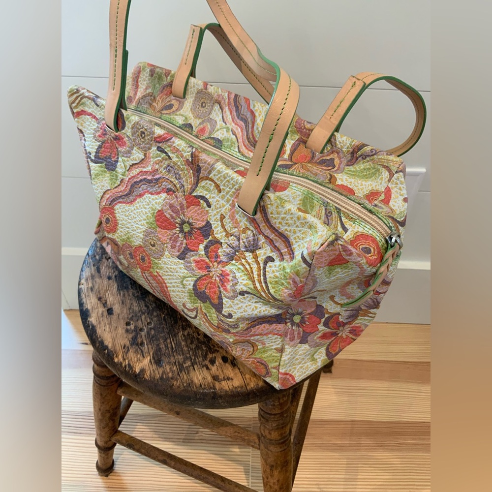 Vintage Cristian Leather Floral Patterned Women's Bag